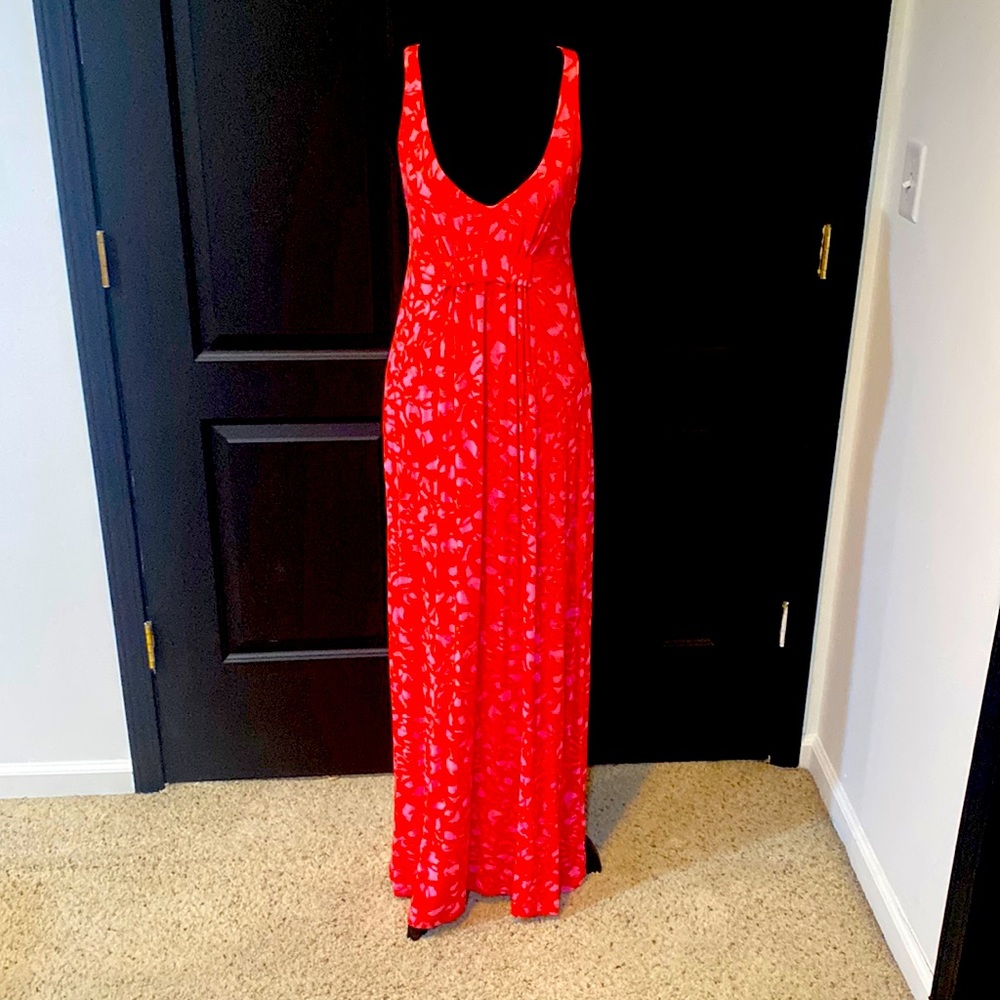 CABI Maxi Tank Sundress Red/Pink/Orange Brushstroke Size S